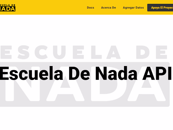 Escuela de Nada docs landing page 
