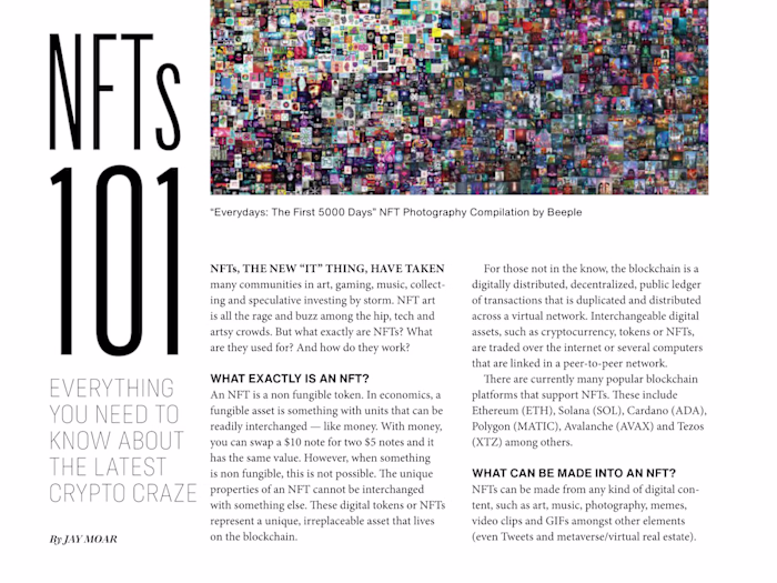 In-Depth Feature Article on NFTs for ESTATE Magazine