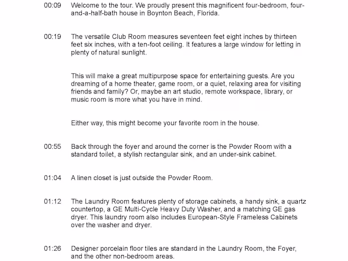 Property Tour Script Sample 10