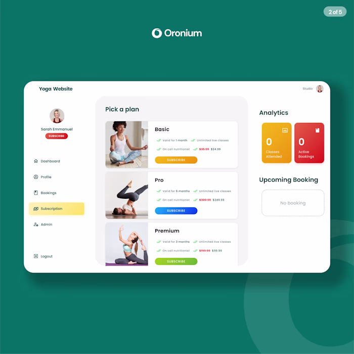 UI/UX- Yoga online class Dashboard 