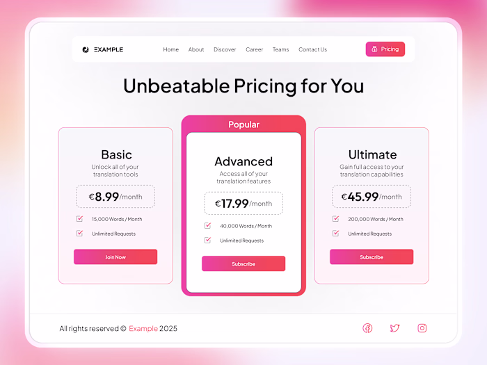 Light Theme Pricing UI – SaaS Project
