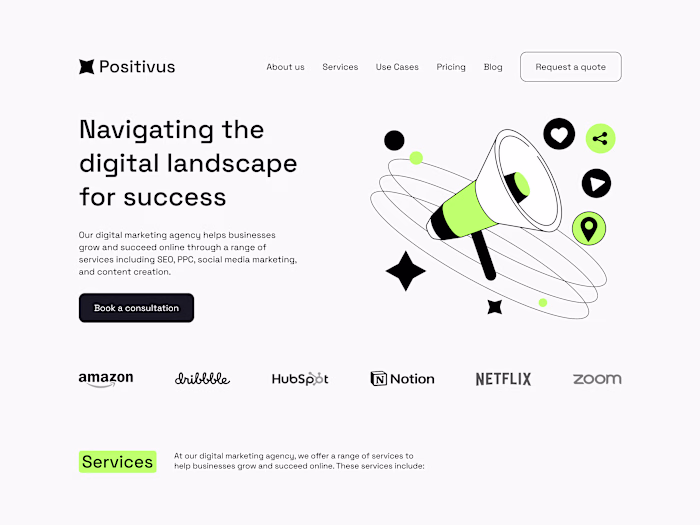 Wix Studio Landing Page for Positivus - A Marketing Agency
