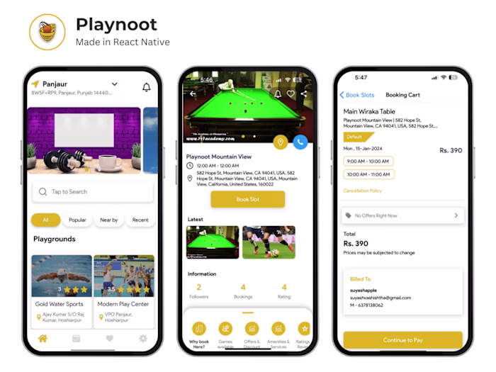Playnoot Mobile - Sports and Booking Platform Solution