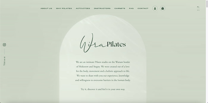 WiraPilates - Created Minimalistic Page with Custom Calendar
