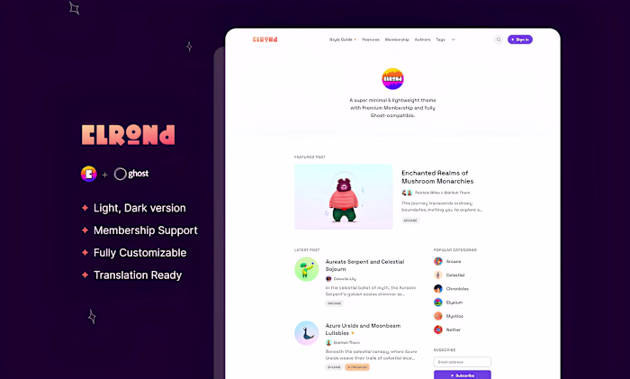Elrond — Ghost CMS Blog Theme / Design + Development