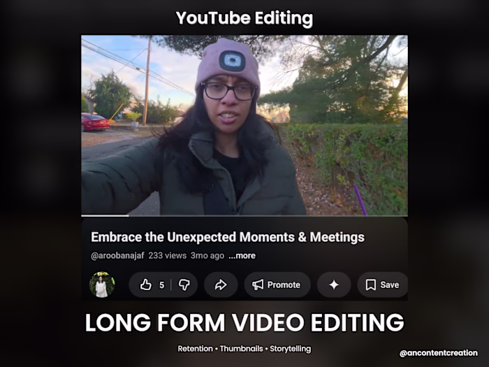YouTube Content Editing + Channel Growth (@aroobanajaf1)