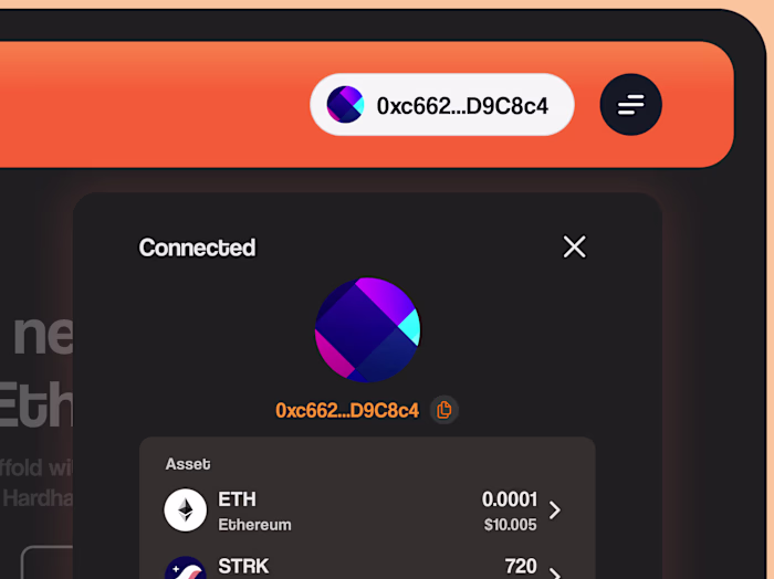 Nav bar/ User profile Modal - Blockchain SDK Tool