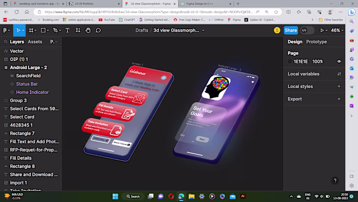 3d view Glassmorphism effect