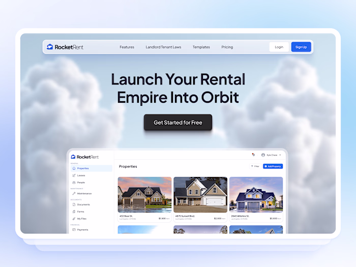 RocketRent Property Management Dashboard Design