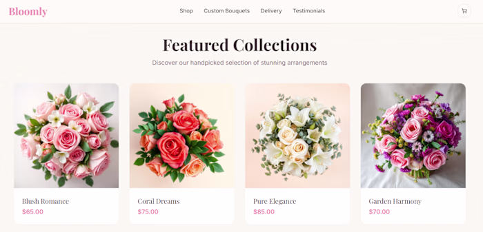 Bloomly Landing Page Design