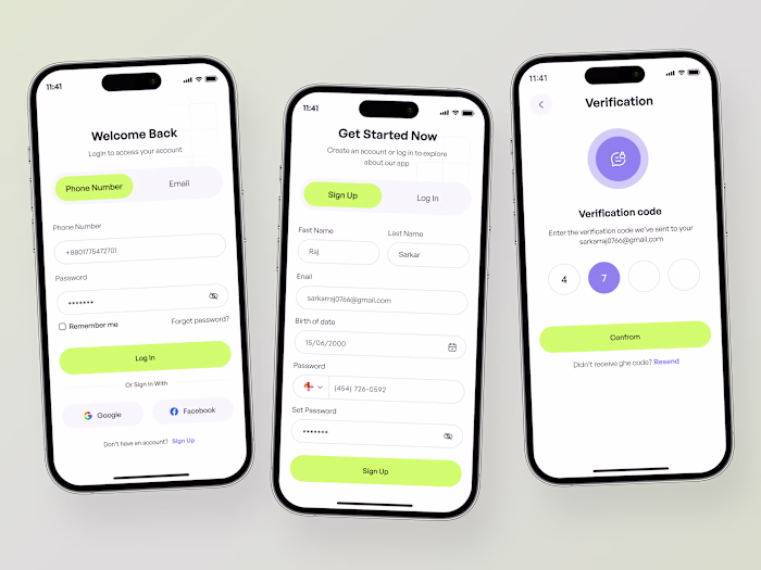 App Authentication Page Design