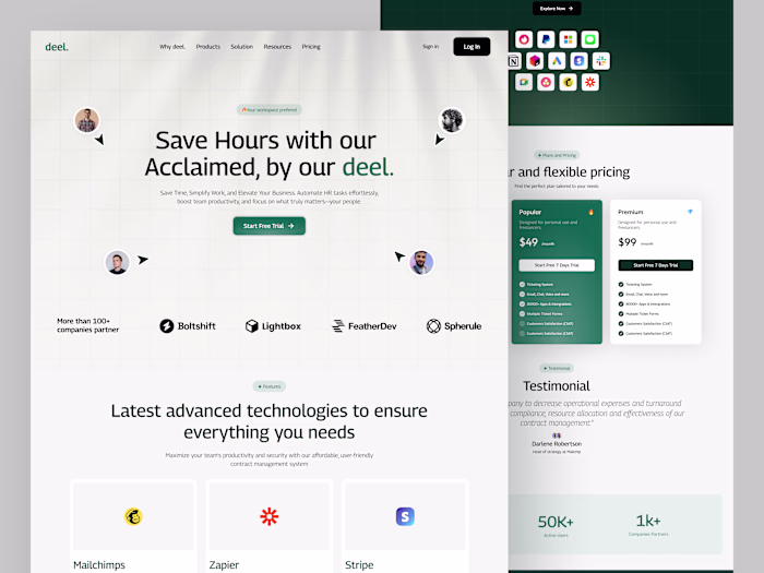 SaaS Landing Page Design - deel.