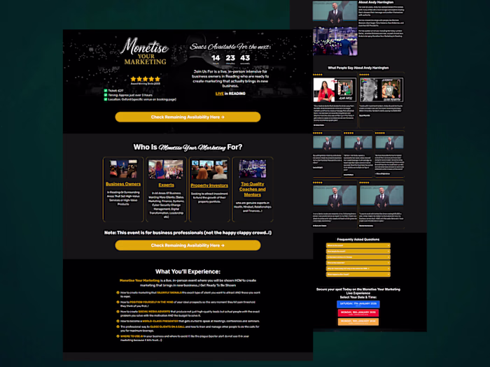 Landing Page Design completed on gohighlevel