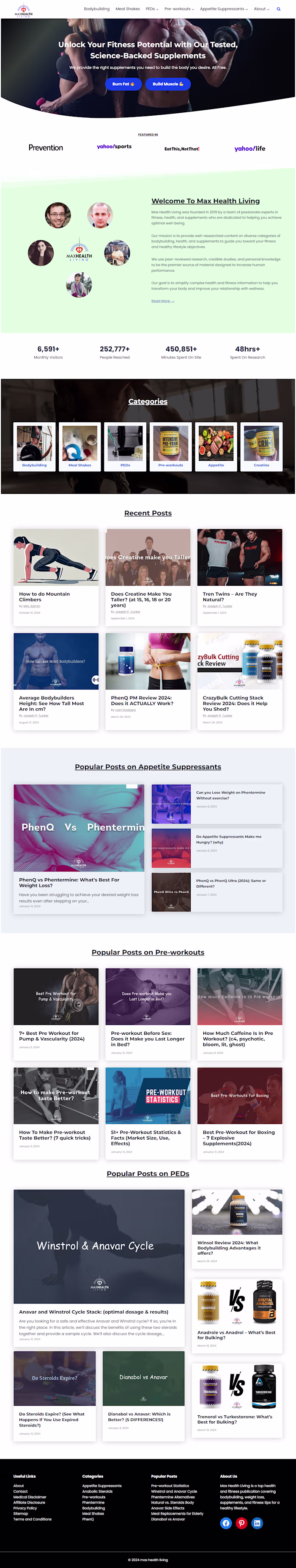 Max Health Living - Custom Blog & Affiliate Website