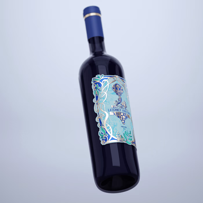 Latchkey Vineyard label and modelling