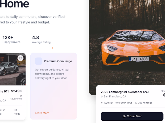 Car Dealership Website Homepage (Light and dark Mode)