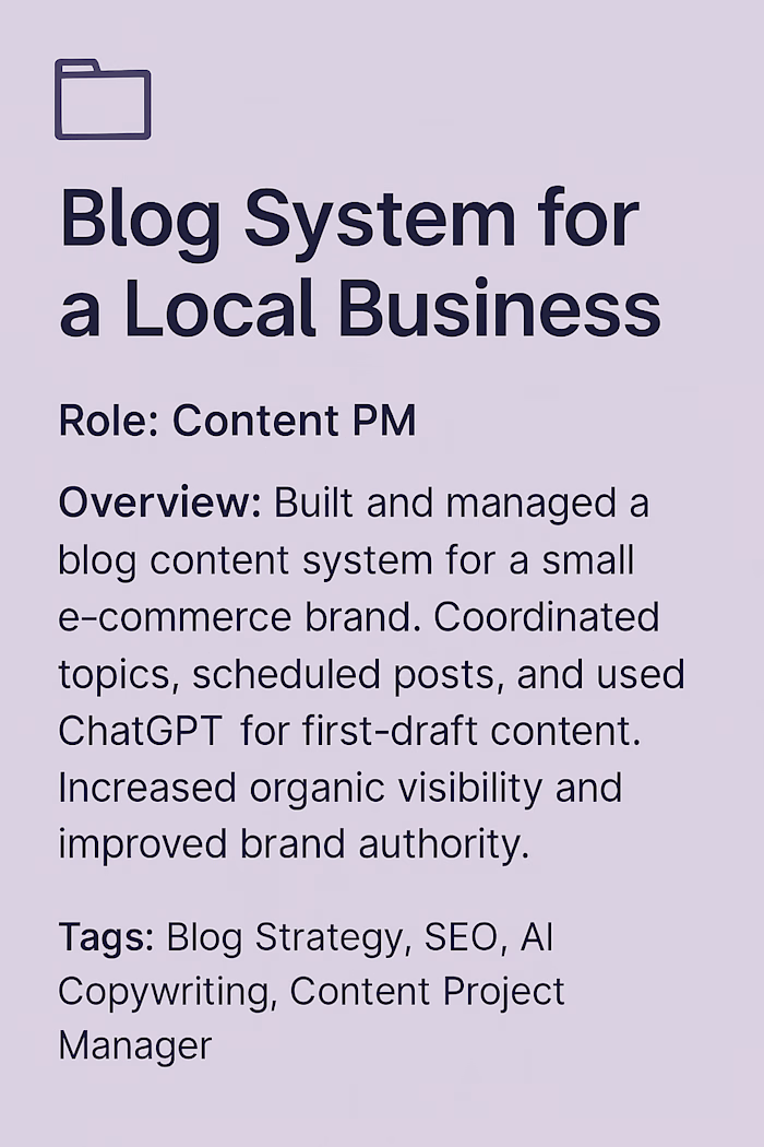 Blog System for Local E-Commerce Brand