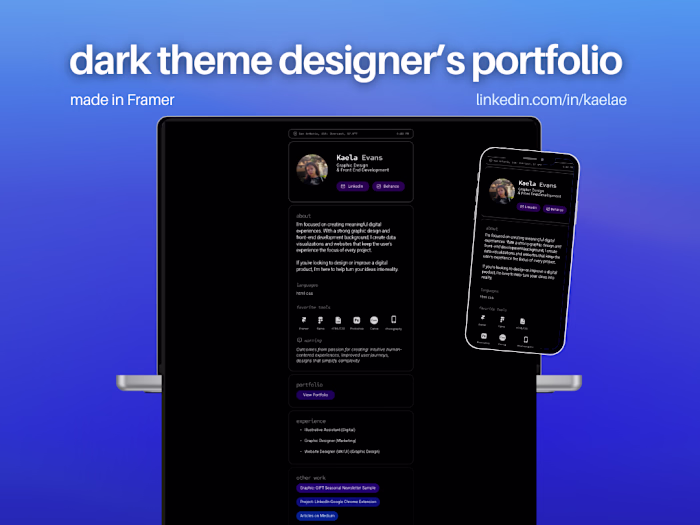 Designer's Portfolio, Made in Framer (https://www.behance.ne...
