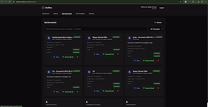 Development of DocFlow E-signature Platform