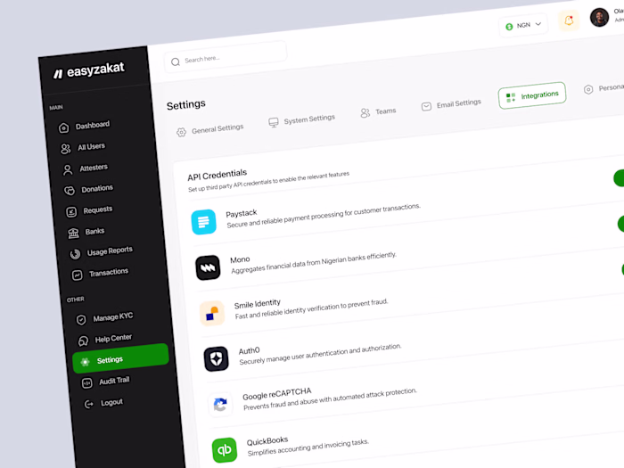 Seamless connections, clean and intuitive Integrations
