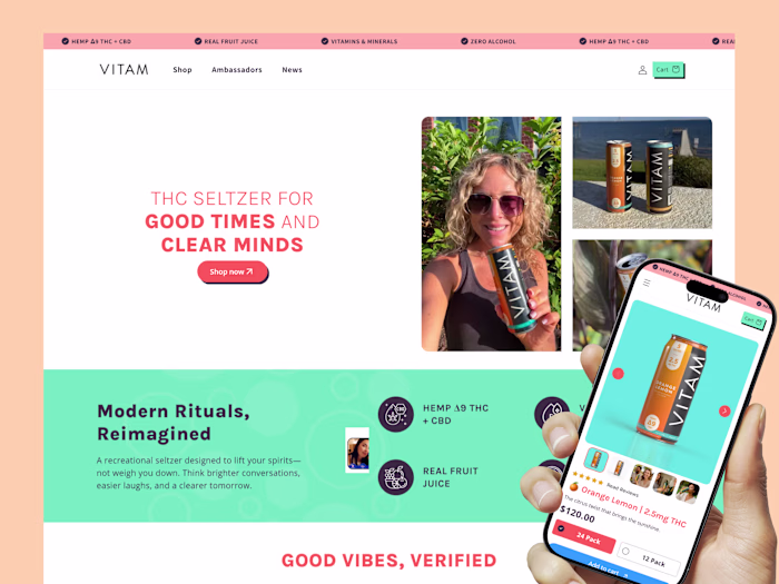 Vitam – Shopify Store Design & Replo Landing Page Development