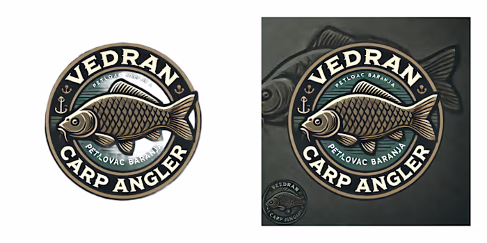 AI-assisted logo design for a carp fishing brand.