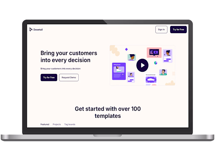 Dovetail - A Simple, Interactive Landing Page Built on Framer