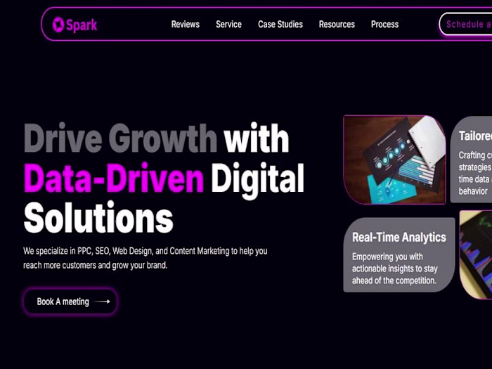 Spark Landing Page Design on Webflow
