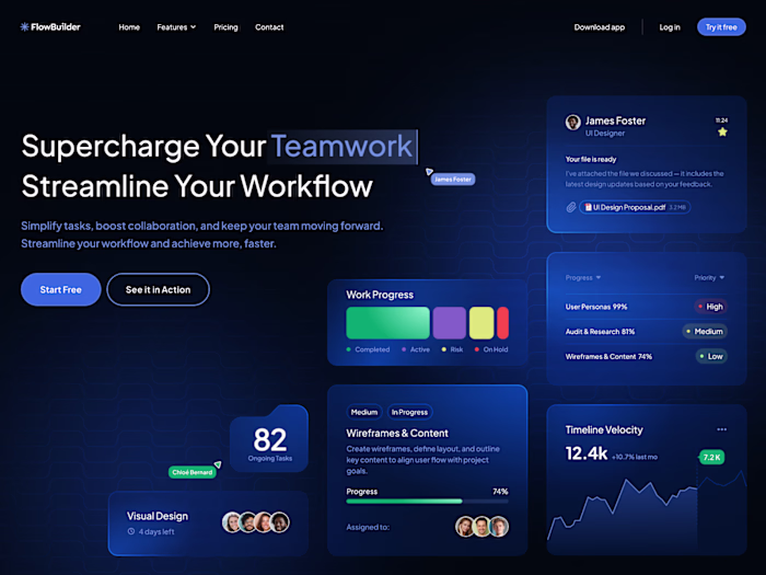 SaaS Landing Page - Workflow and Project Management