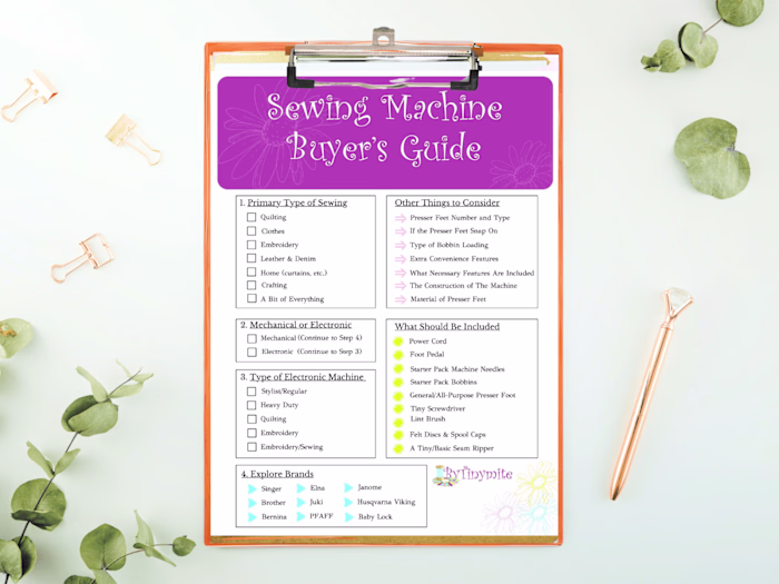 Printable Sewing Machine Buyer's Checklist