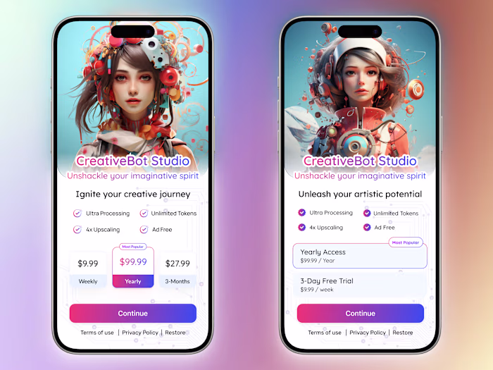 Premium Subscription UI – Mobile App Pricing Screen