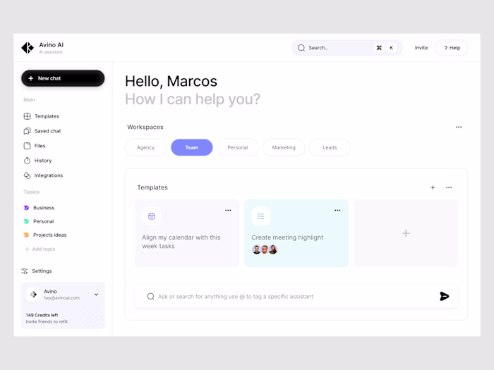 Dashboard design for an AI