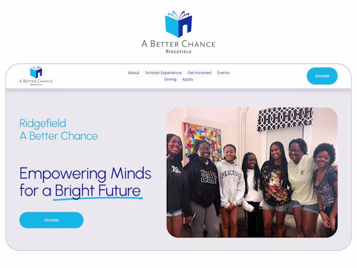 Squarespace Website Redesign for Ridgefield A Better Chance