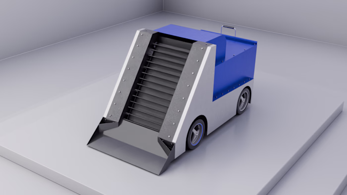 A desilting vehicle 3D animation to pick up dirt from gutter...