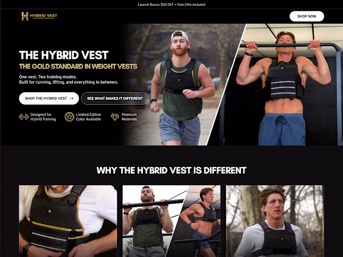 Hybrid Vest - Homepage Design