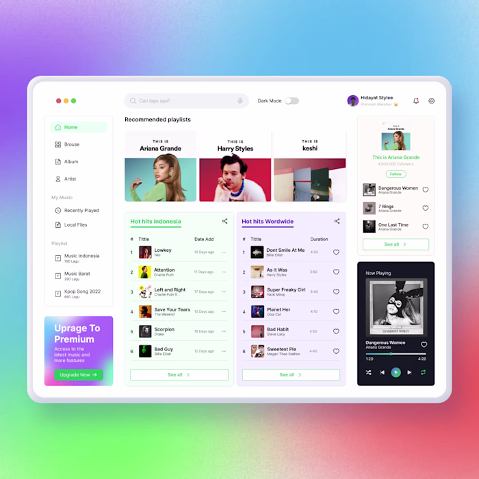UI/UX Design - Music Dashboard