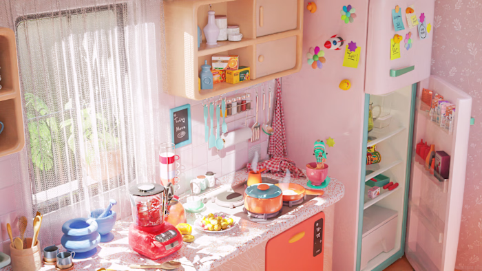 Stylized 3D Kitchen Scene