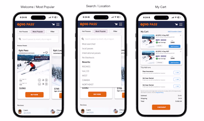 Mobile app for e-commerce ski