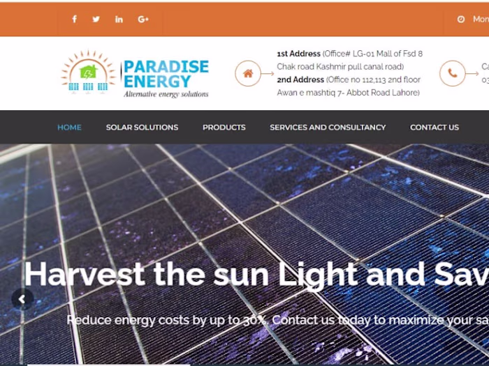 Development project for the website paradiseenergy.pk