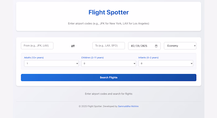 GitHub - MohireSamruddha/spotter-flight-search