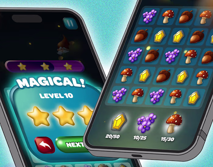 User Interface: Match 3 Game - Gnome Grove on Behance