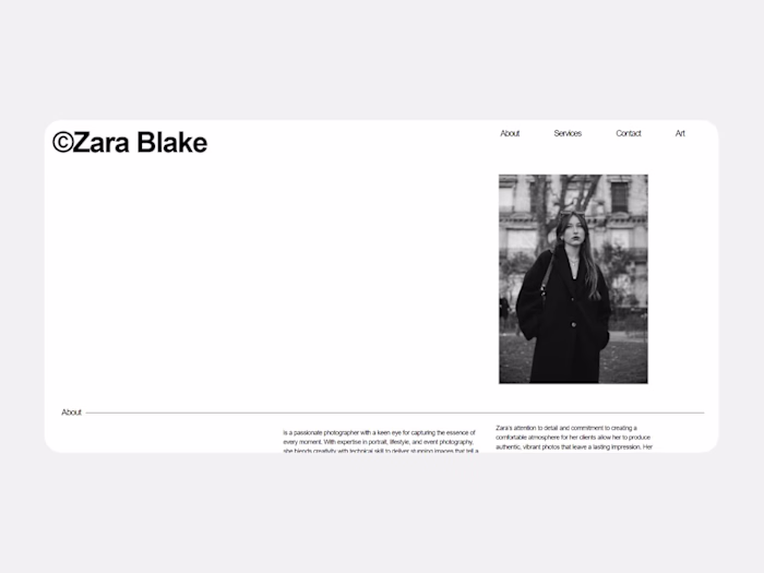 ©Zara Blake - Portfolio Website Design