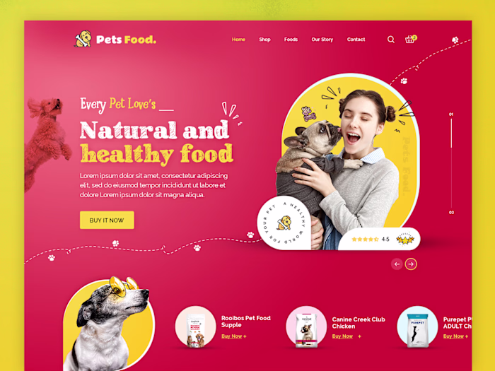Dog food landing page