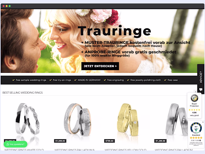 Infinity Rings | E-commerce Website | Magento
