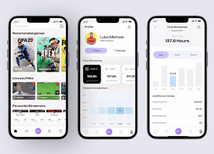 Mobile Game Streaming App UI/UX