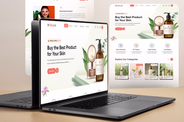 Beauty product landing page design