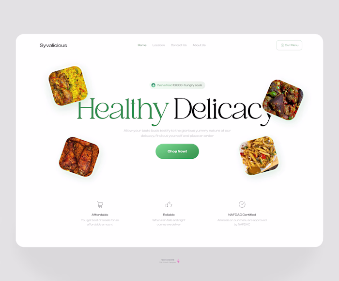 Food Ordering Website Hero Design for Syvalicious