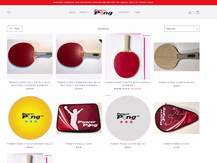 Build a new Shopify 2.0 from template for powerpong.org 