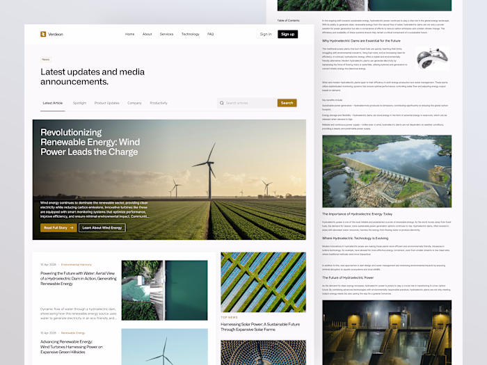 Clean Energy News Platform Design