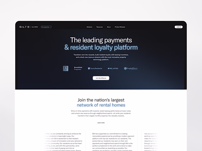 Bilt Alliance Program | Design & Framer Development